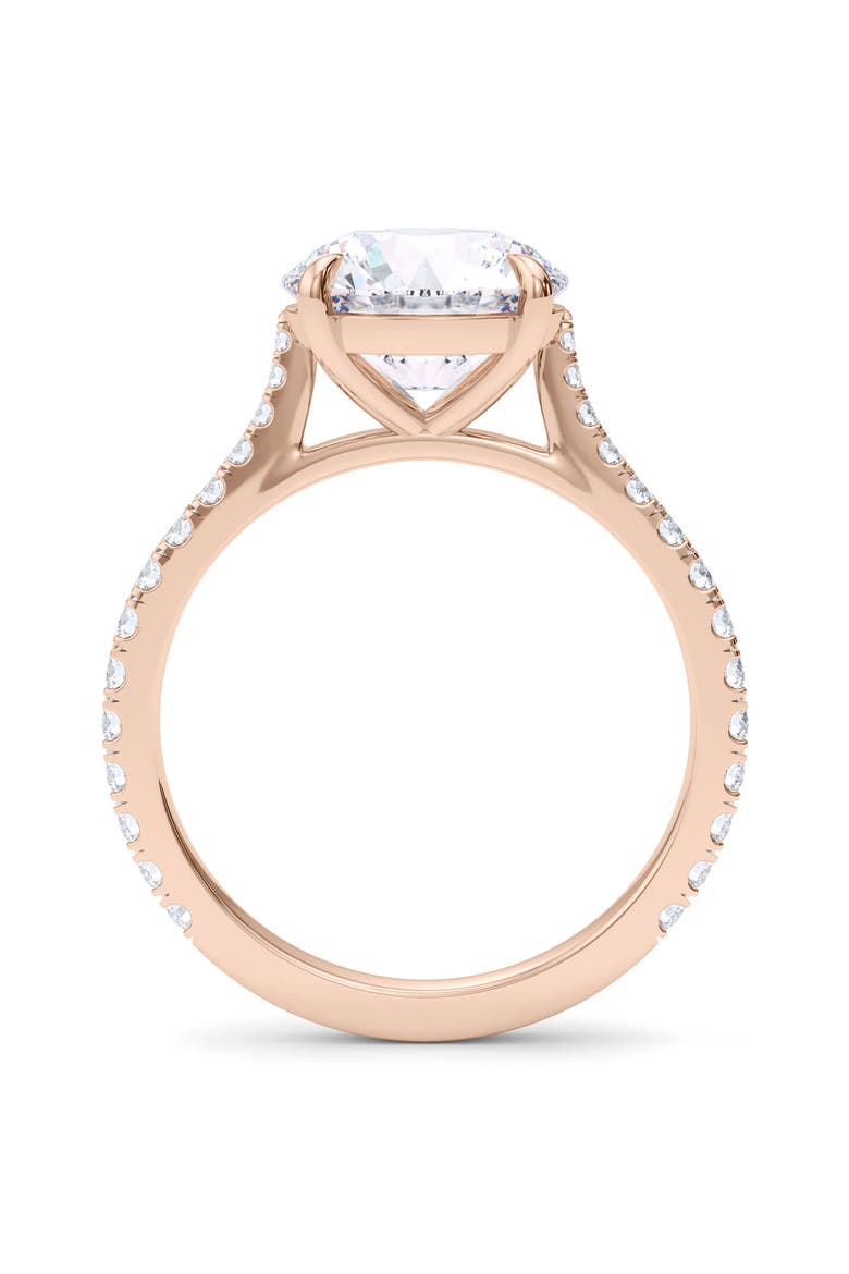 Round Brilliant Cut Pavé Lab Grown Diamond Ring, Alternate, color, 3.00 CTW 18K ROSE GOLD