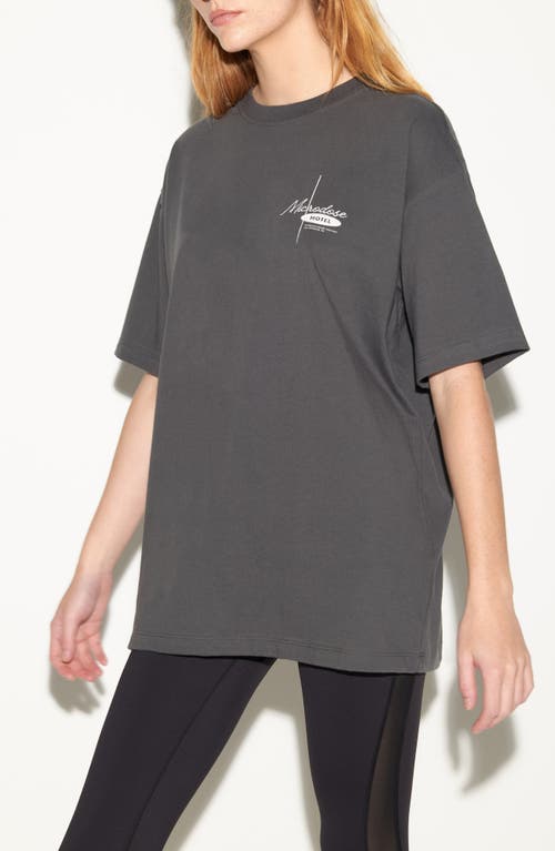 Spiritual Gangster Micro Motel Cotton Graphic Boyfriend T-shirt In Gray