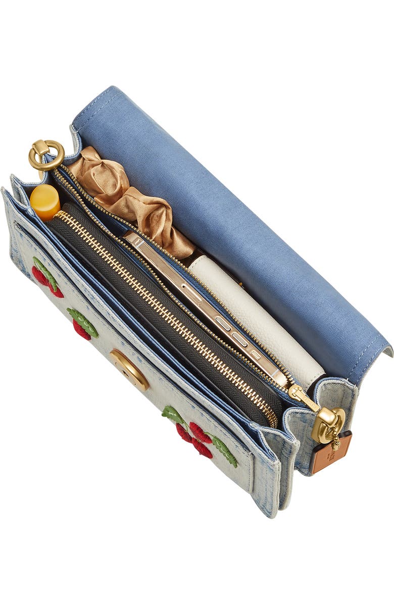 COACH Tabby 26 Cherry Embroidered Denim Shoulder Bag, Alternate, color, Denim Multi