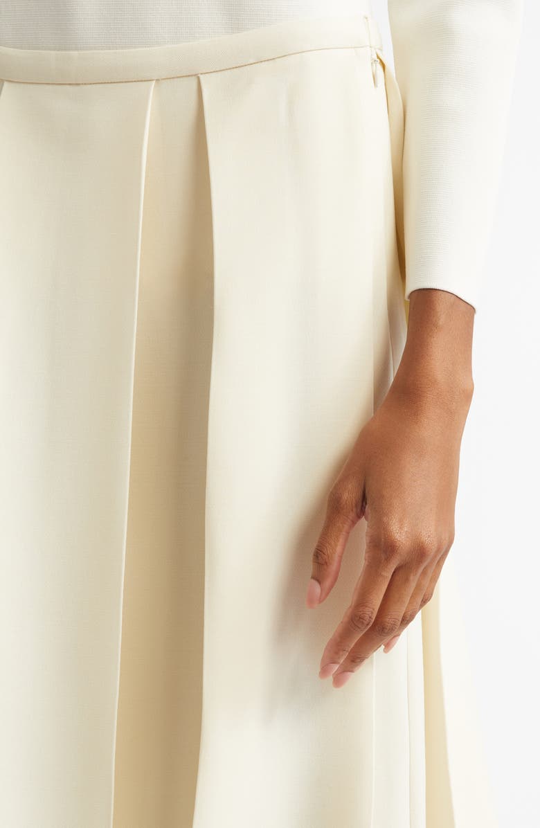 TOTEME Twinflower Pleated Wool & Silk Midi Skirt, Alternate, color, Macadamia