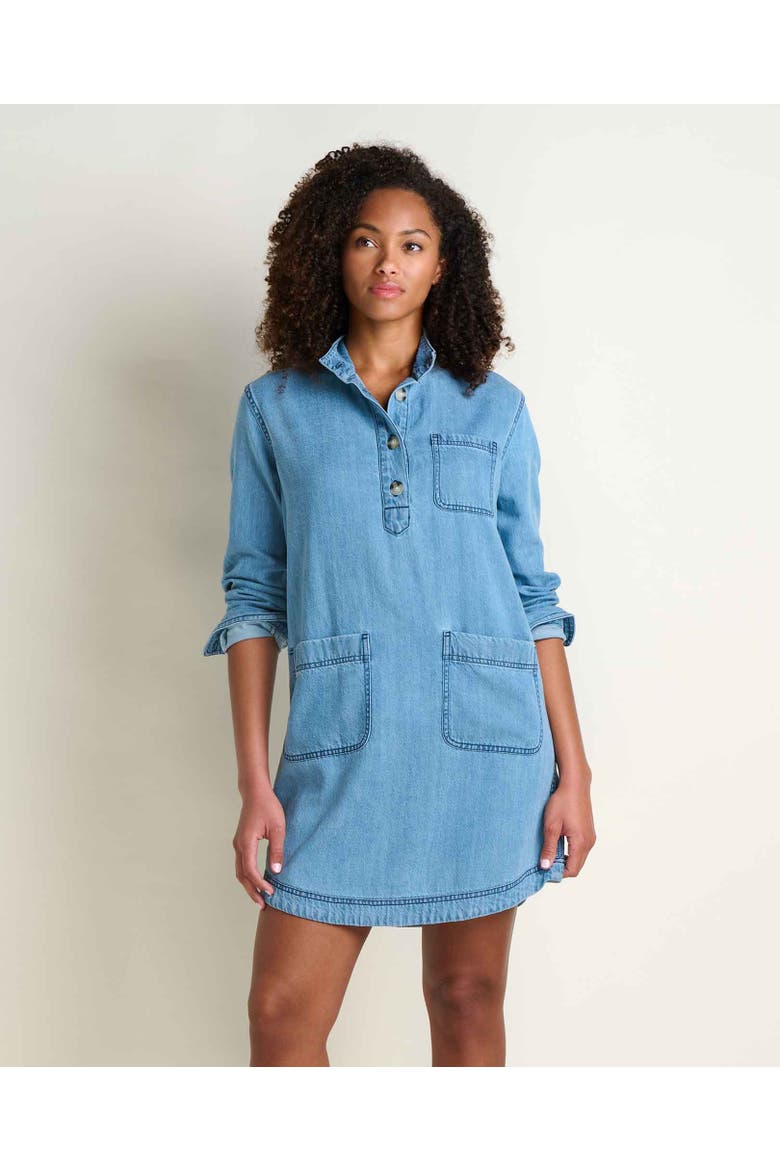 Piñon Soft Denim Popover Dress, Main, color, Bar Harbor