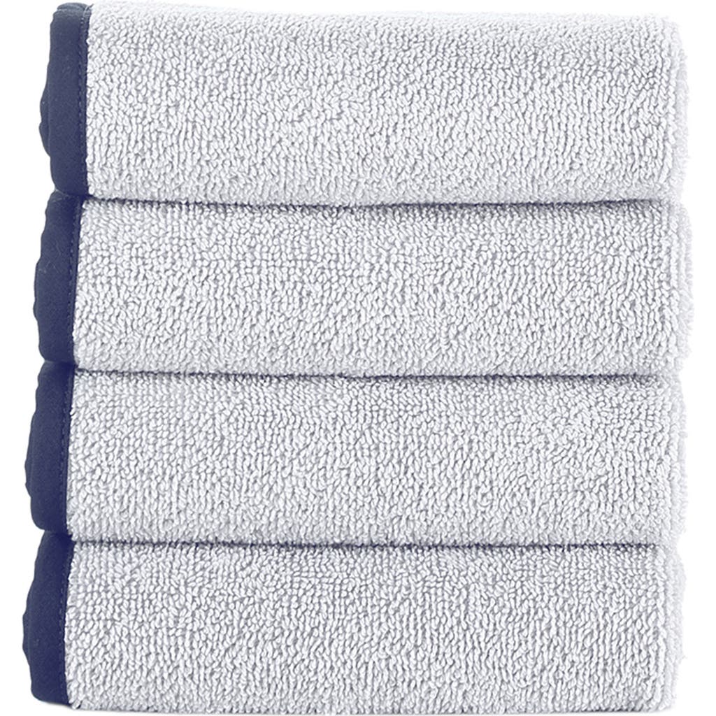 Brooks Brothers Four-piece Contrast Frame Cotton Washcloth Set In White
