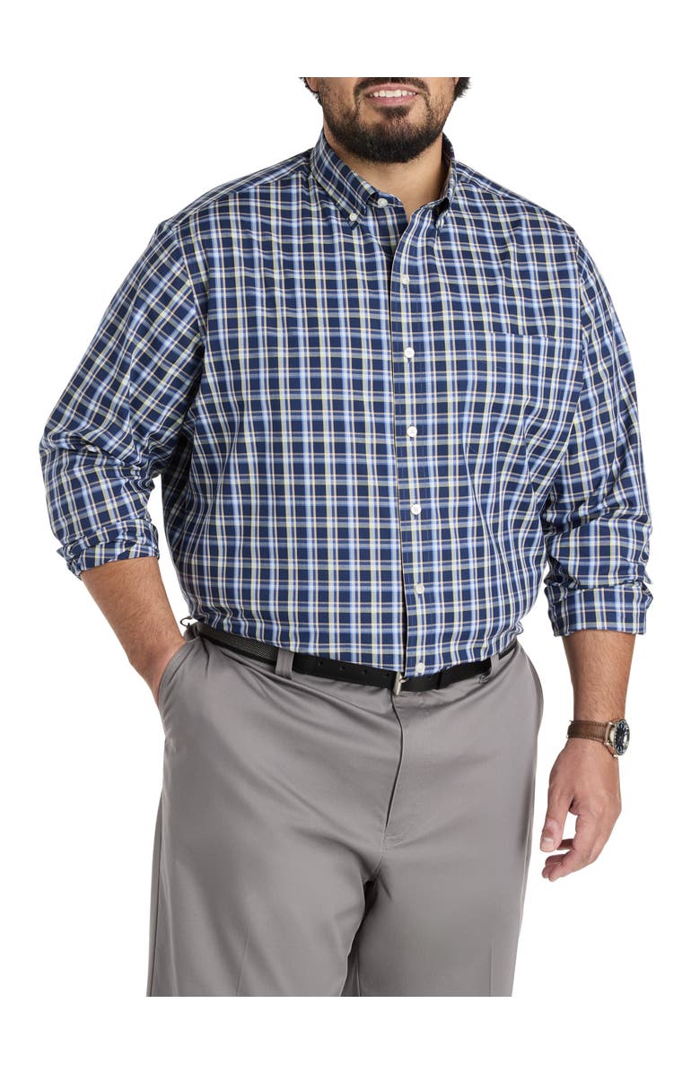 Oak Hill Big
Tall Small Plaid Performance Sport Shirt, Main, color, Blue Multi