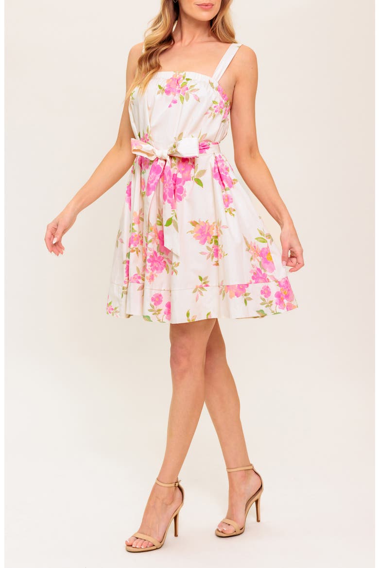 Floral Fit & Flare Cotton Sundress, Alternate, color, IVORY