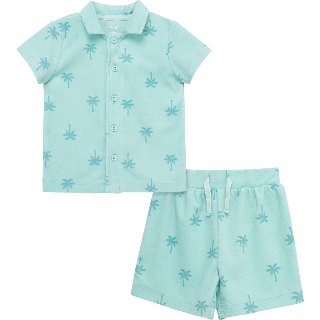 LITTLE ME LITTLE ME PRINTED TERRY SHIRT & SHORTS SET