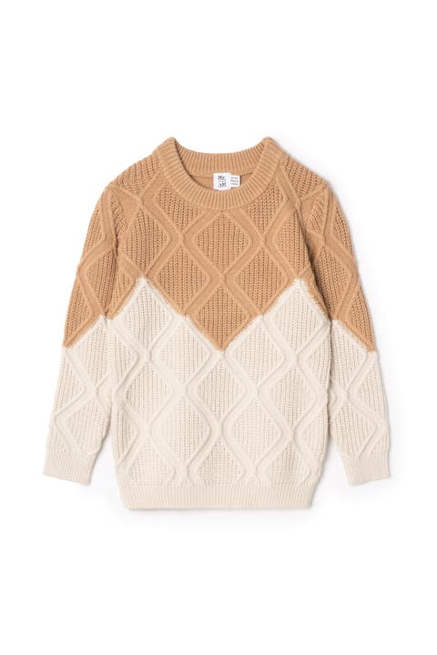 Diamond Knit Long Sleeve Sweater (Toddler, Little Kid & Big Kid)