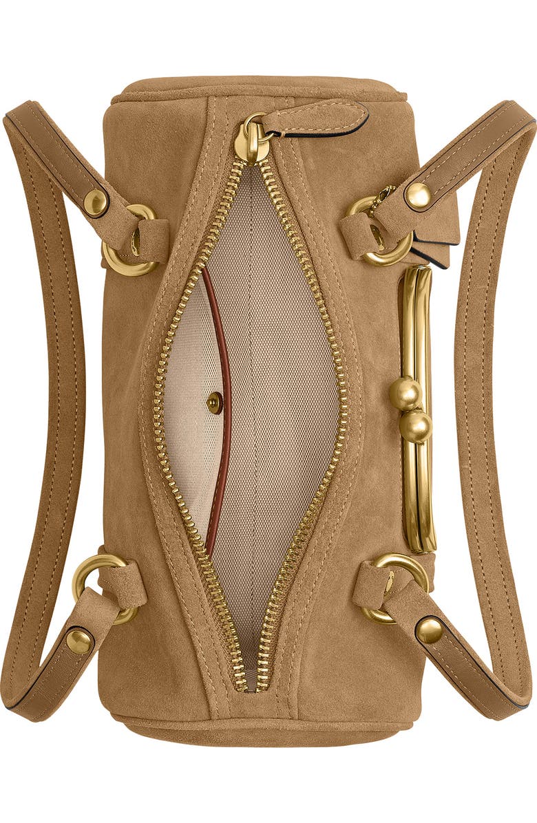 COACH Kisslock 28 Leather Barrel Bag, Alternate, color, Soul