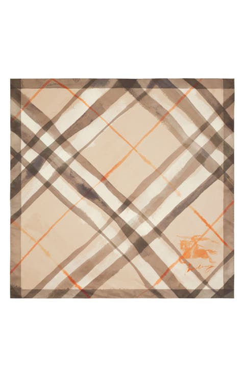 Equestrian Knight Design Watercolor Check Silk Square Scarf