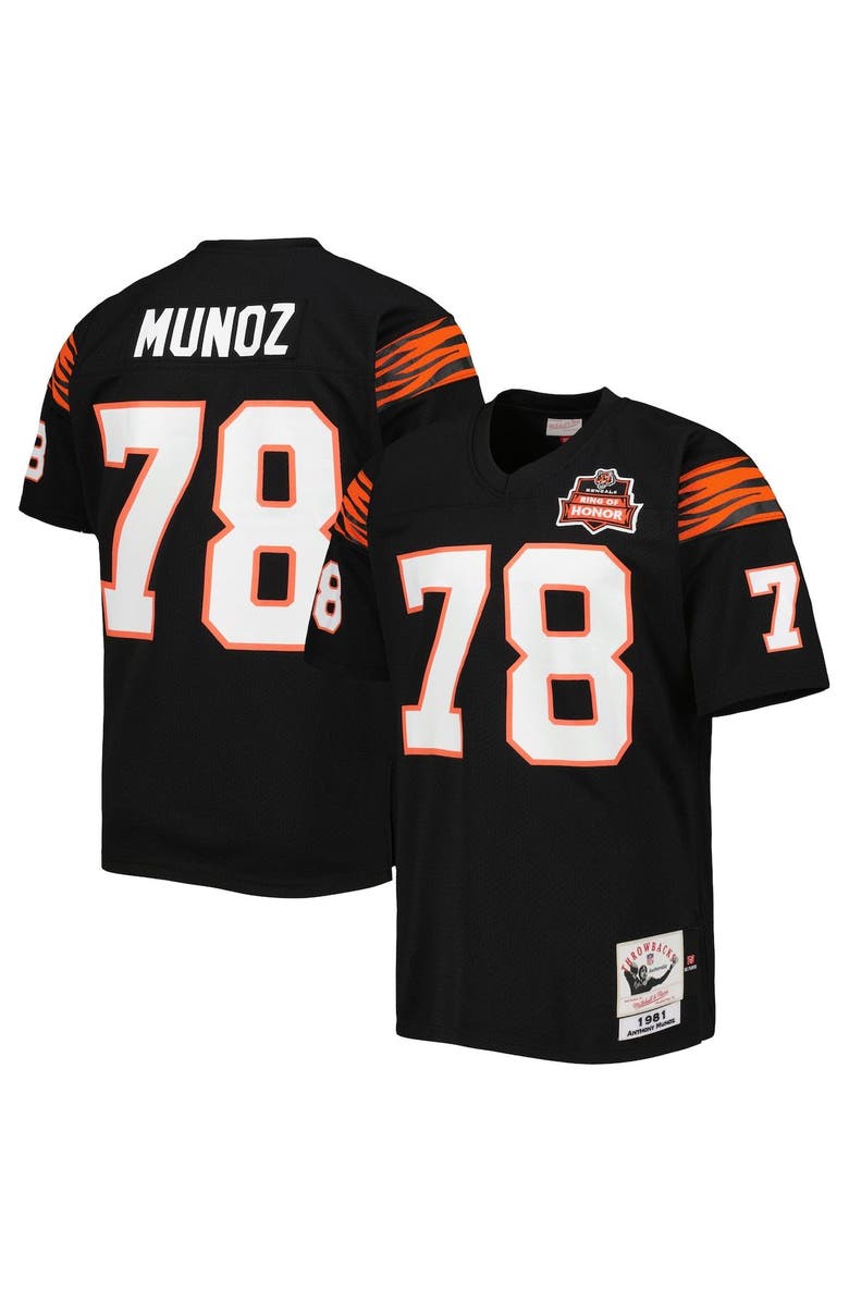 Mitchell & Ness Men's Mitchell & Ness Anthony Muñoz Black Cincinnati Bengals 2004 Authentic Throwback Retired Player Jersey, Main, color,