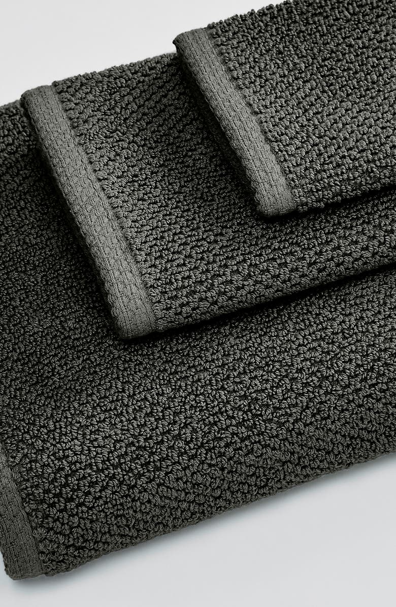 Woven & Weft Cotton 4-Pack Textured Bath Towels, Alternate, color, Midnight