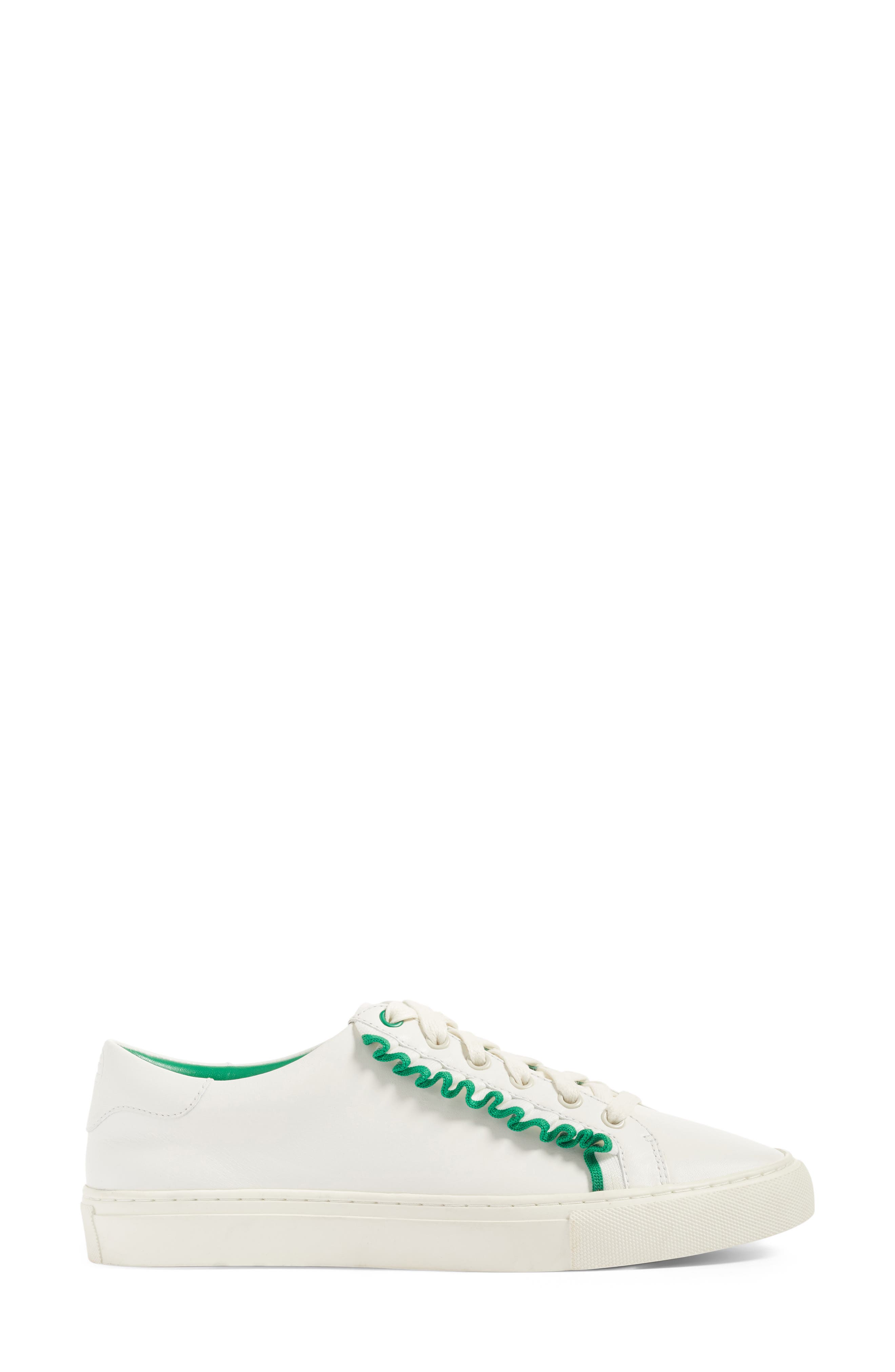 Tory Sport Ruffle Sneaker, Alternate, color, SNOW WHITE/ VINEYARD