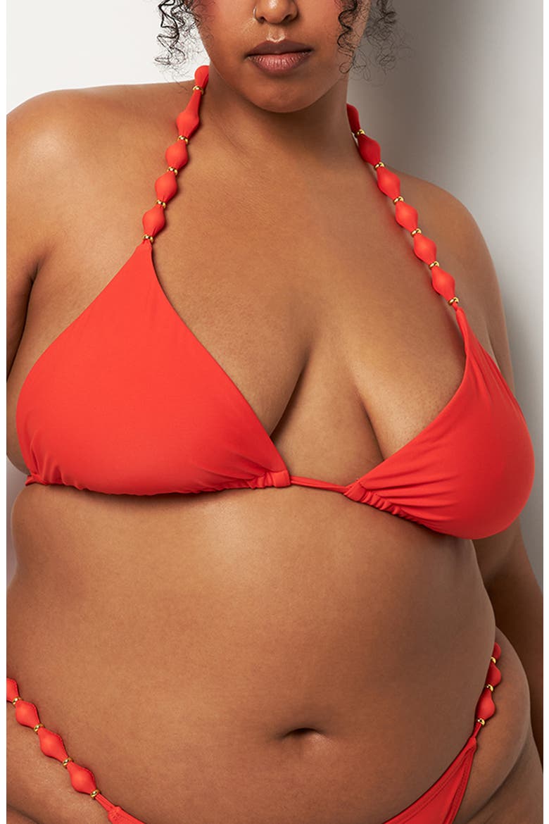 Sole Beaded Triangle Bikini Top, Alternate, color, SPRITZ