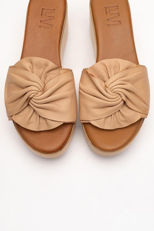 Forever & Always Shoes Syndra Bow Wedge Leather Sandal In Brown
