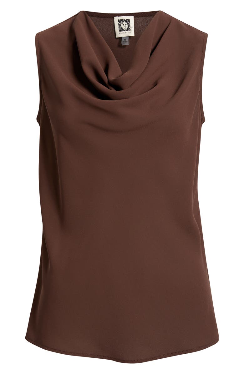 Anne Klein Cowl Neck Sleeveless Top, Alternate, color, Dark Chocolate