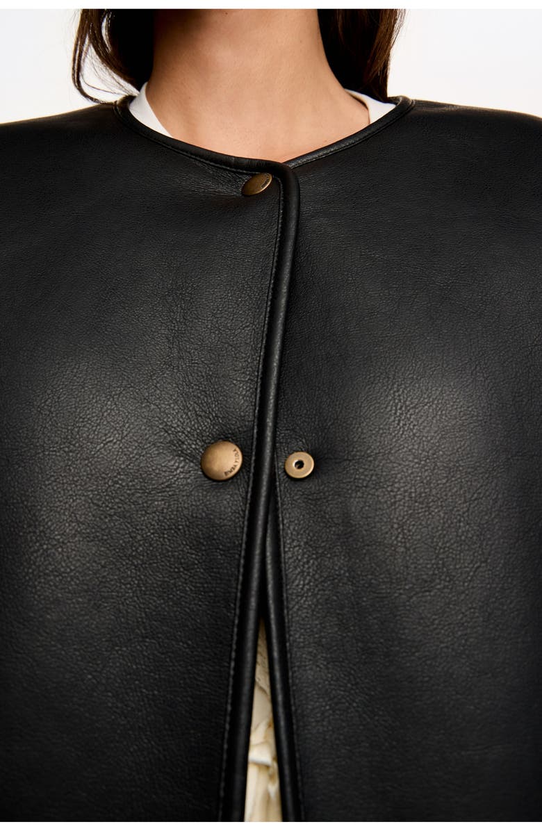 Bimba y Lola Reversible Fur Coat With Crew Neckline, Alternate, color, Camel