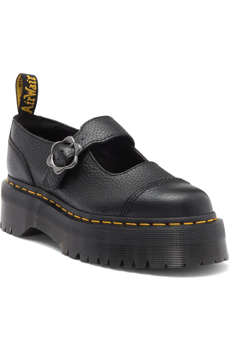 Dr. Martens Addina Flower Buckle Platform Mary Jane, Main, color, Black