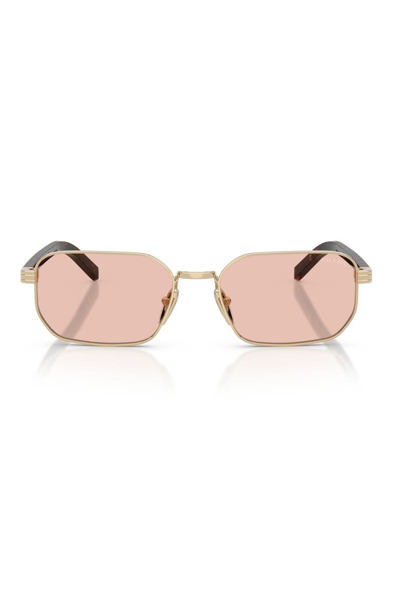 PR D62S 56mm Rectangle Sunglasses, Main, color, PALE GOLD / PINK
