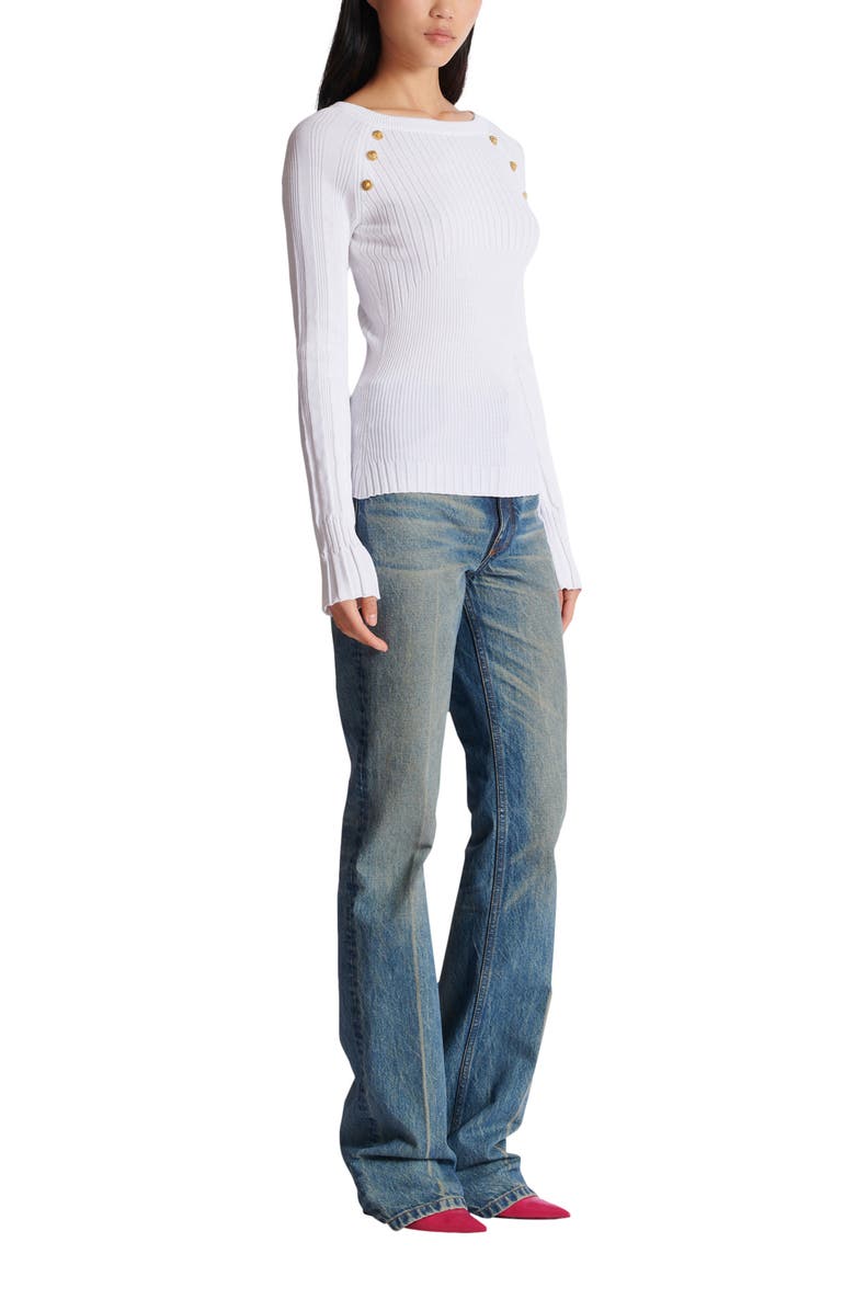 Balmain Knit top with buttons, Main, color, White