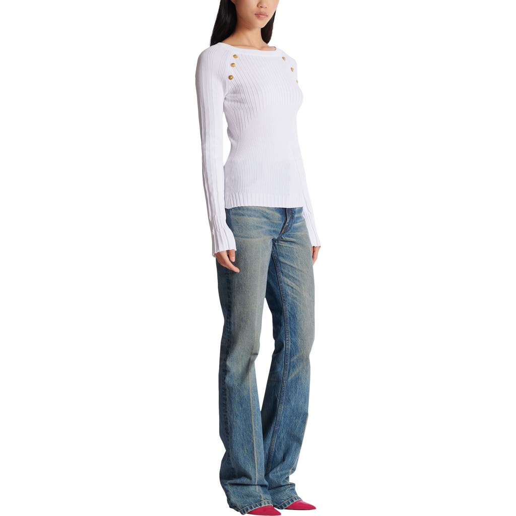 Balmain Knit Top With Buttons In White