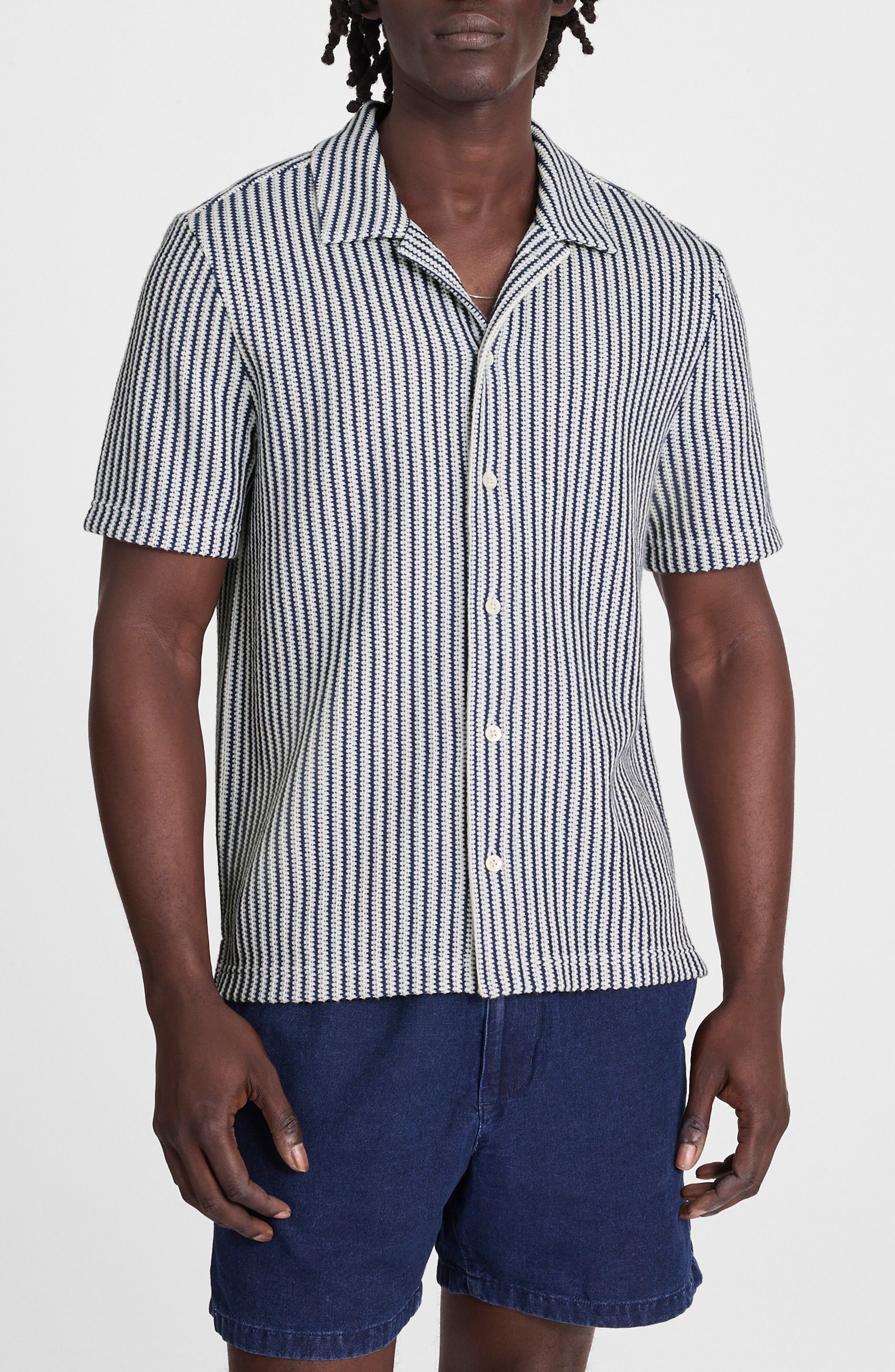 Textured Knit Camp Shirt