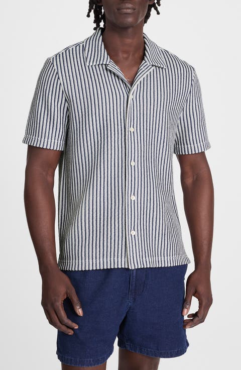 Textured Knit Camp Shirt