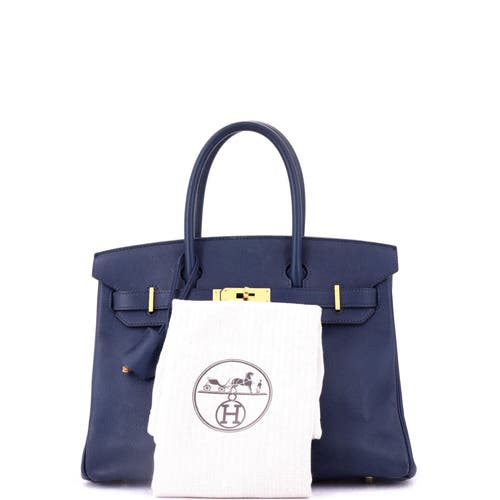 Pre-owned Hermes Hermes Birkin Handbag Blue Epsom With Gold Hardware 35 In Blue