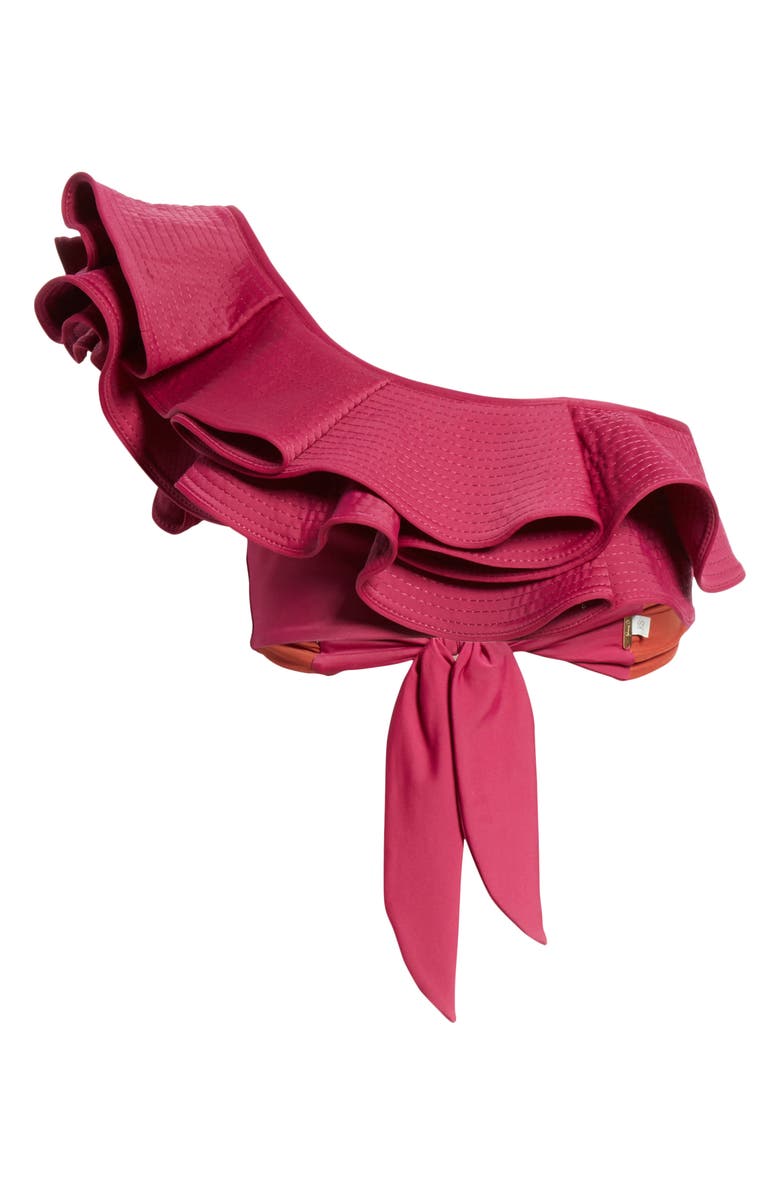 Johanna Ortiz Morning Glory Ruffle One Shoulder Bikini Top, Main, color,