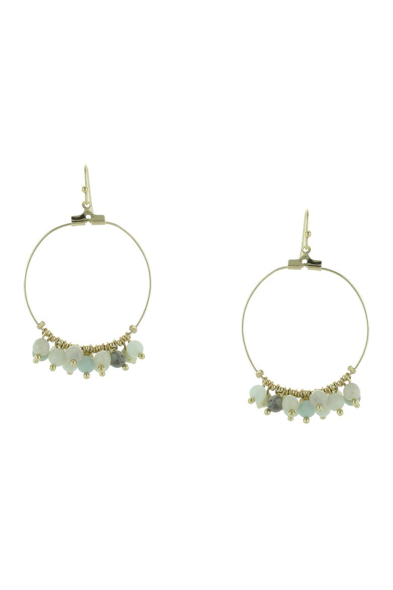 Bead Dangle Hoop Earrings, Main, color, GOLD / NEUTRAL