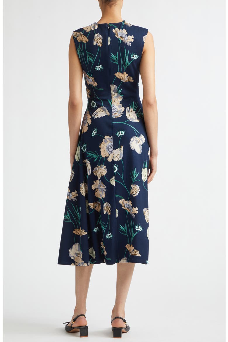 Floral Ponte Midi Dress, Alternate, color, BELLE EPOQUE POPPY NAVY