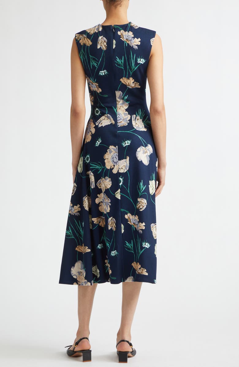 Erdem Floral Ponte Midi Dress, Alternate, color, Belle Epoque Poppy Navy