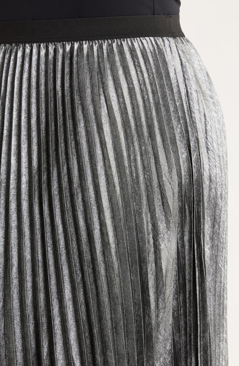 Caslon<sup>®</sup> Pleated Metallic Midi Skirt, Alternate, color, Silver