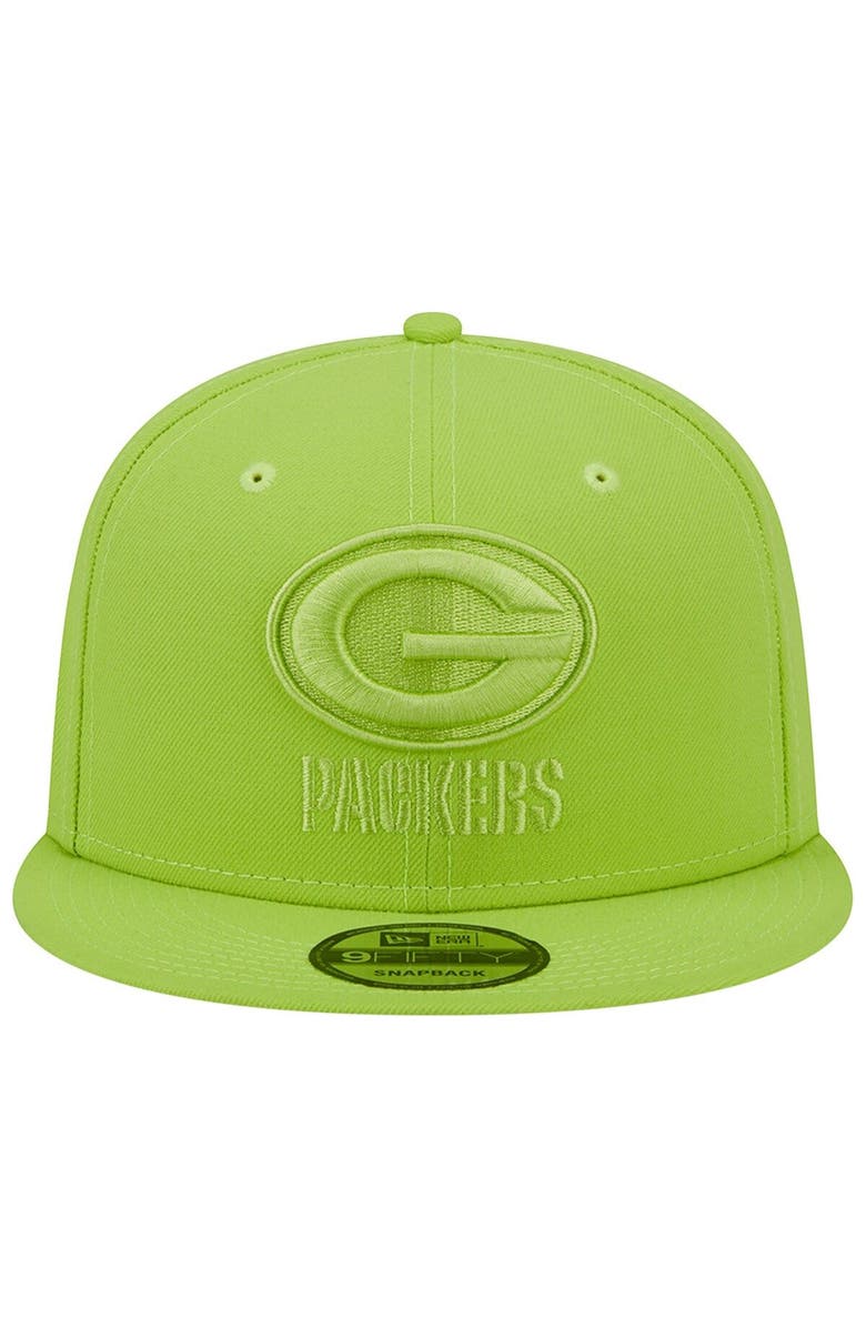 New Era Men's New Era Neon Green Green Bay Packers Color Pack Brights 9FIFTY Snapback Hat, Alternate, color,