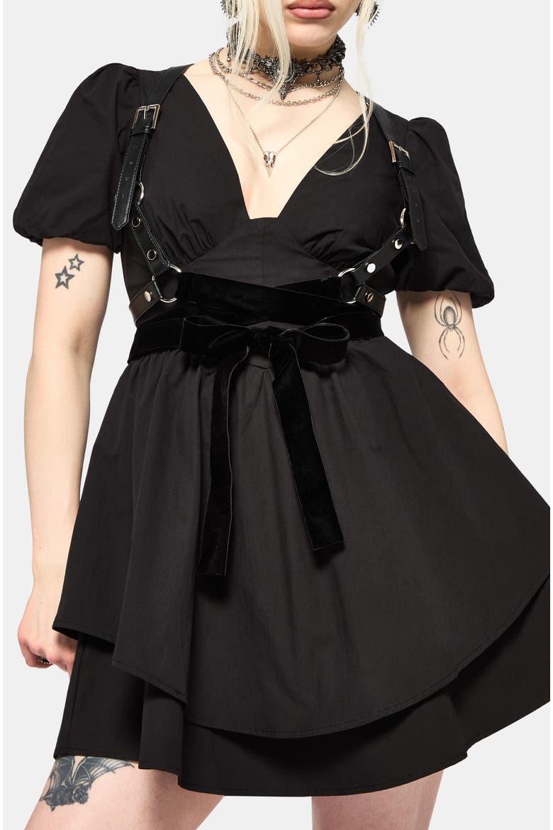 Obsidia Lace Up Corset Mini Dress, Alternate, color, Black