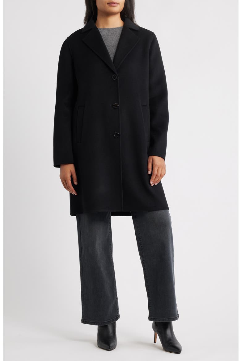 Wool Blend Coat with Removable Scarf, Alternate, color, BLACK