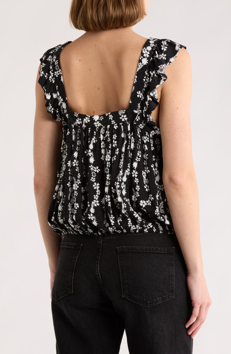 Melrose and Market Floral Ruffle Strap Tank, Alternate, color, Black- Ivory Ella Trailing