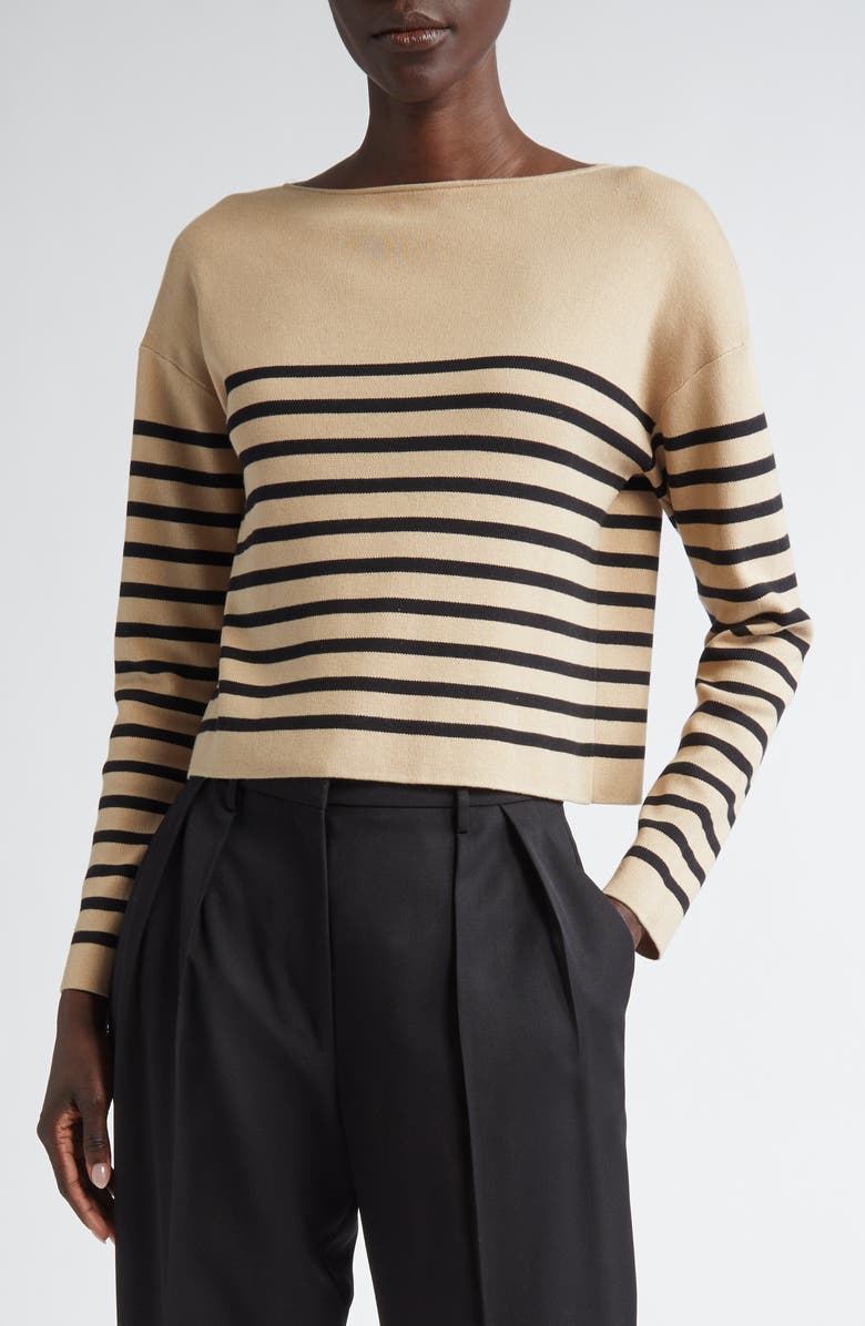 Altuzarra Ronnie Stripe Boatneck Silk & Cotton Sweater, Main, color,