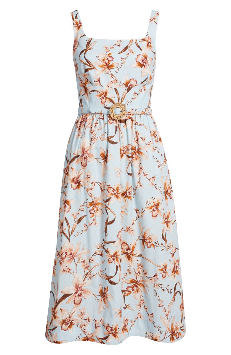 Eliza J Floral Fit & Flare Dress, Alternate, color, Light Blue