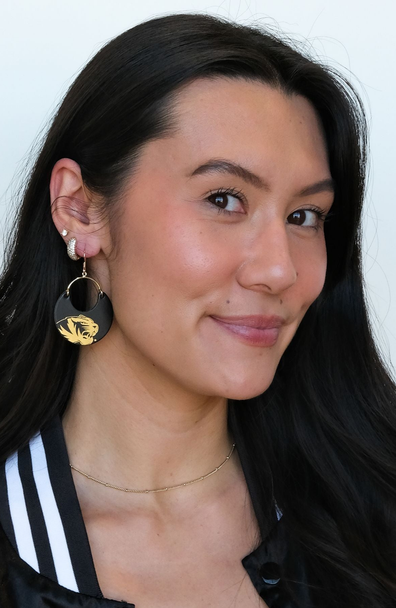 Nickel & Suede University Ninas Earrings, Alternate, color, Um / Gold