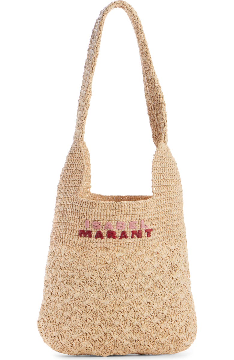 Isabel Marant Small Praia Raffia Tote, Main, color, Natural/ Pink