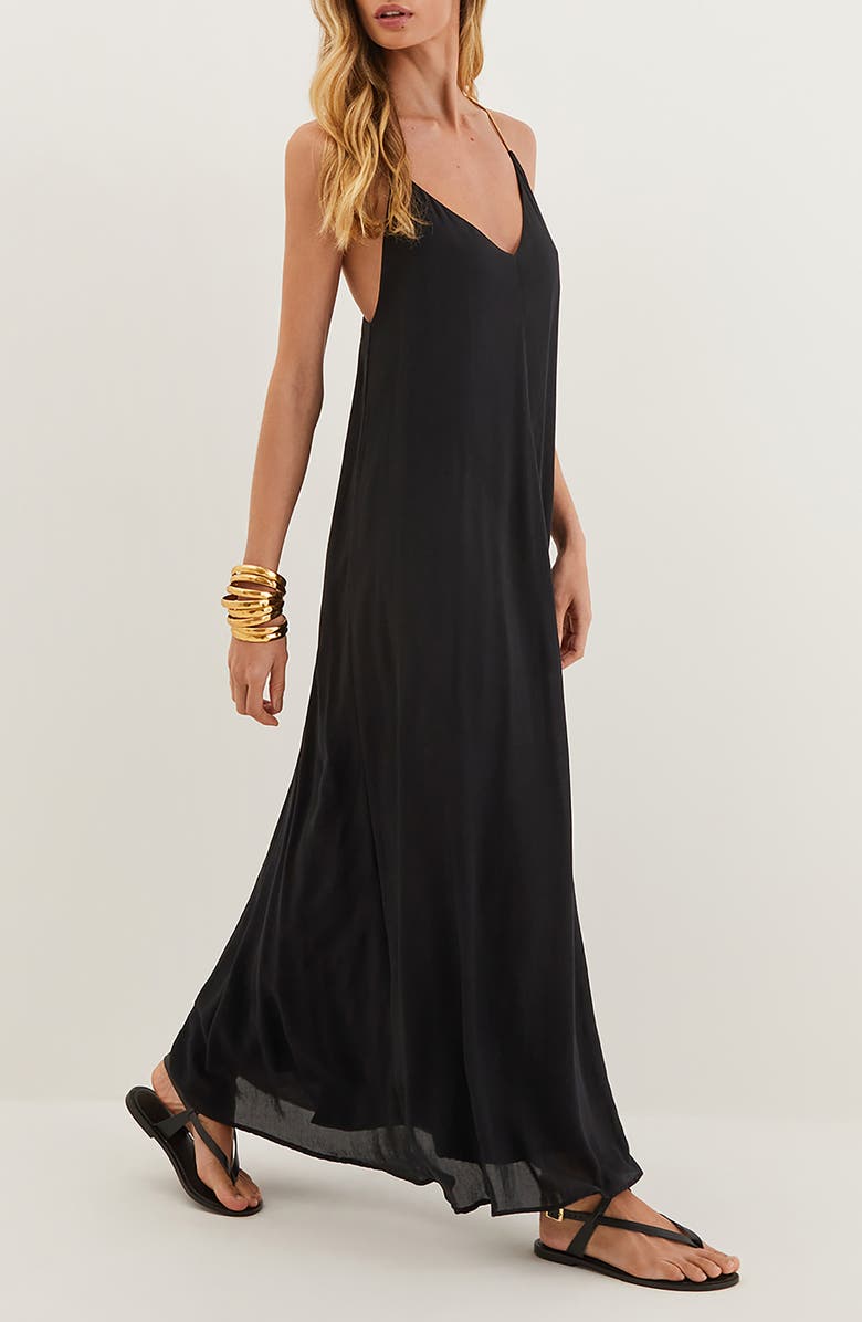 ViX Paula Hermanny Rebecca Swim Cover-Up Maxi Dress, Alternate, color, Black