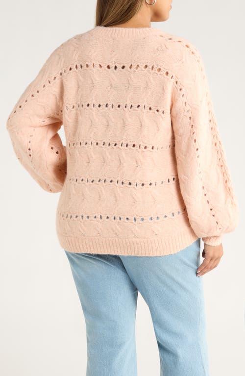 Treasure & Bond Cable Crewneck Sweater In Brown