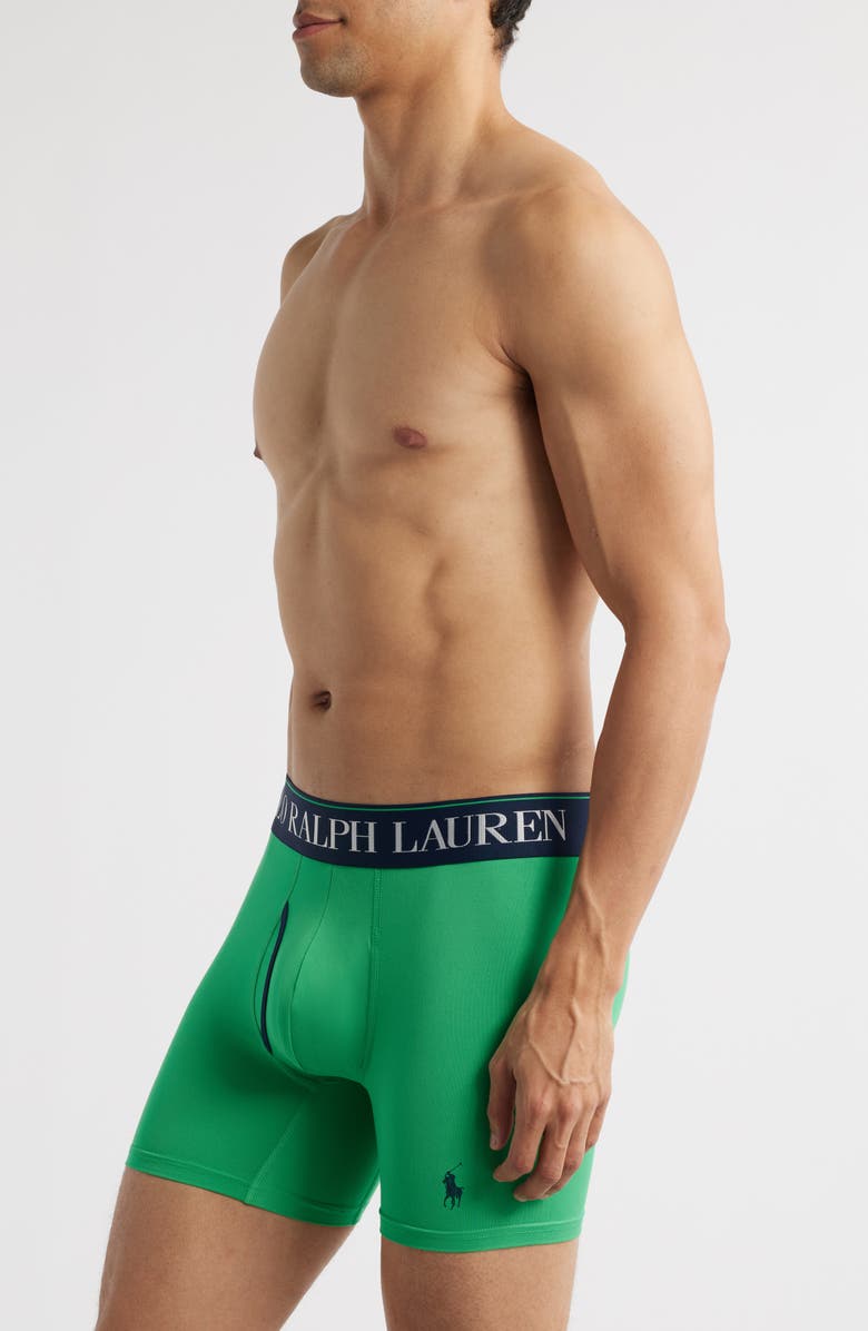 Polo Ralph Lauren Assorted 3-Pack 4D-Flex Microfiber Boxer Briefs, Alternate, color, Green/ Navy/ Blue