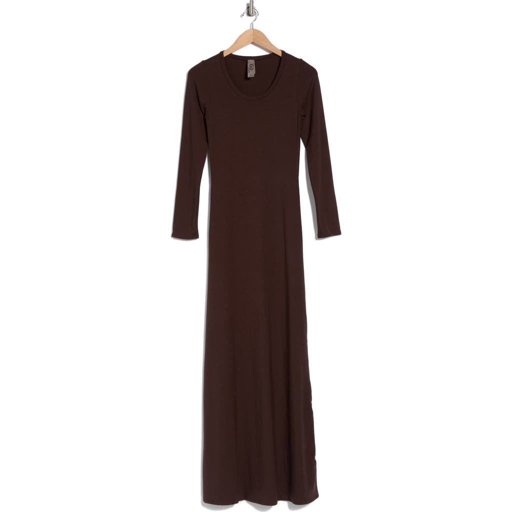 Go Couture Long Sleeve Maxi Dress In Mole Brown
