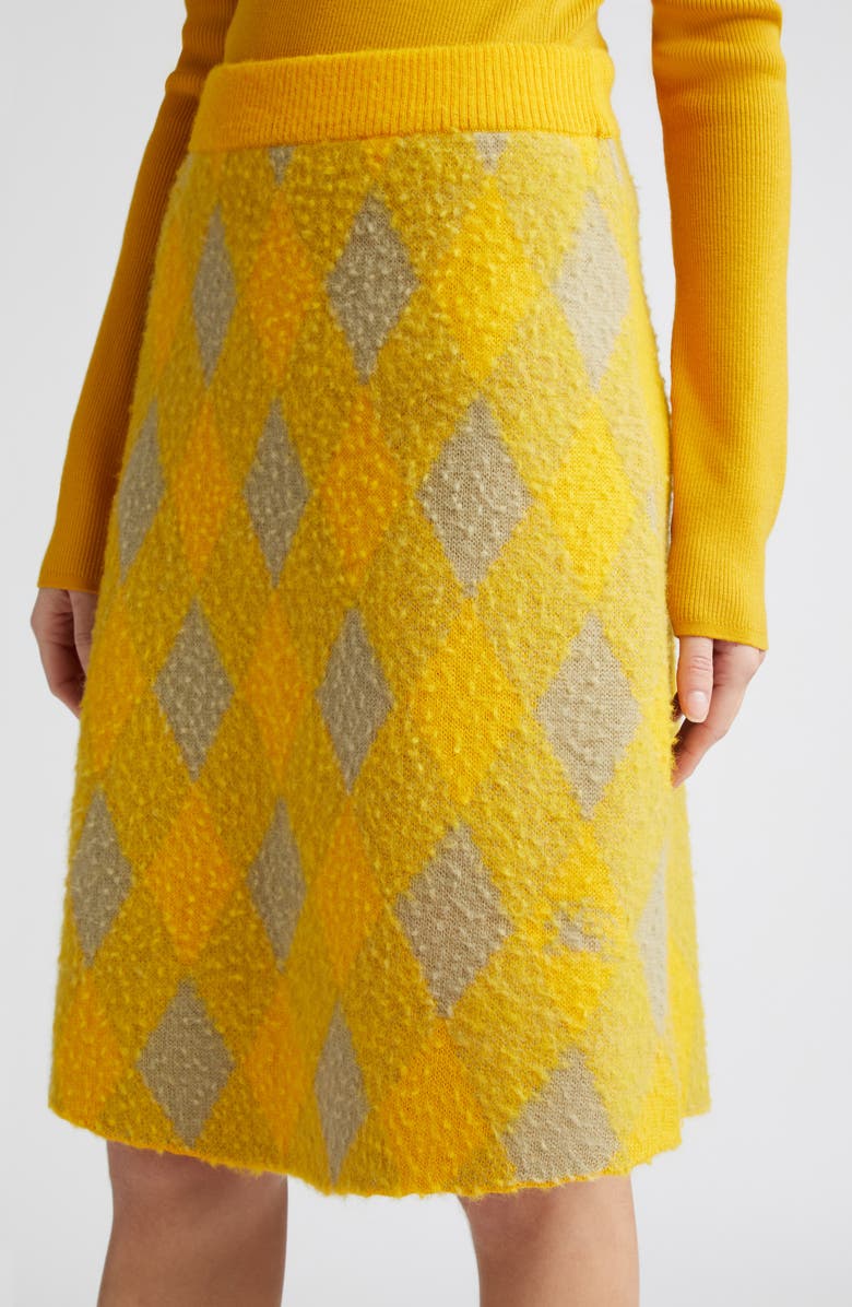 Burberry Equestrian Knight Argyle Brushed Wool A-Line Skirt, Alternate, color, 