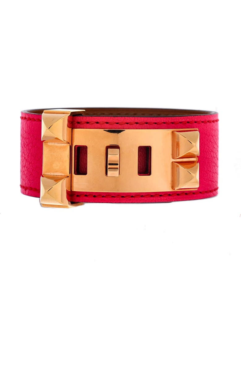 Pre-Owned Hermes Collier de Chien 24 Bracelet Leather, Main, color, Pink