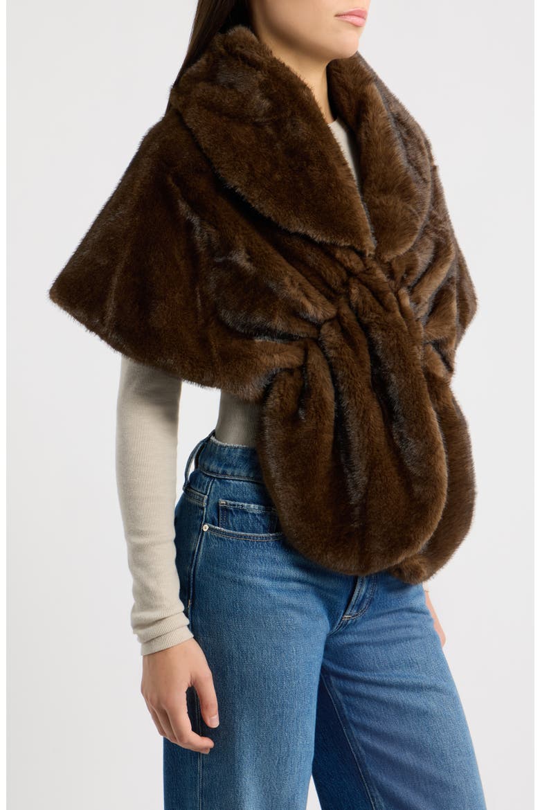 Faux Fur Shawl, Alternate, color, BROWN