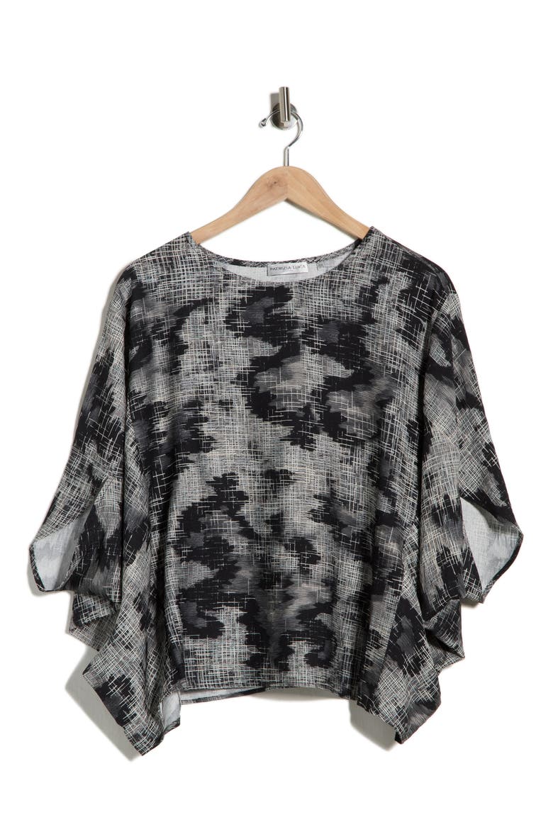 Printed Cocoon Top, Alternate, color, BLACK