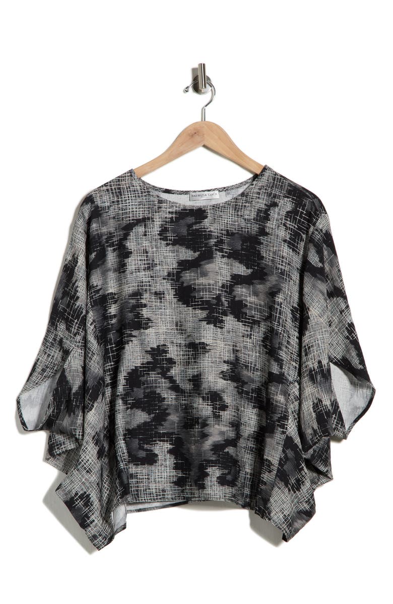 PATRIZIA LUCA Printed Cocoon Top, Main, color, Black