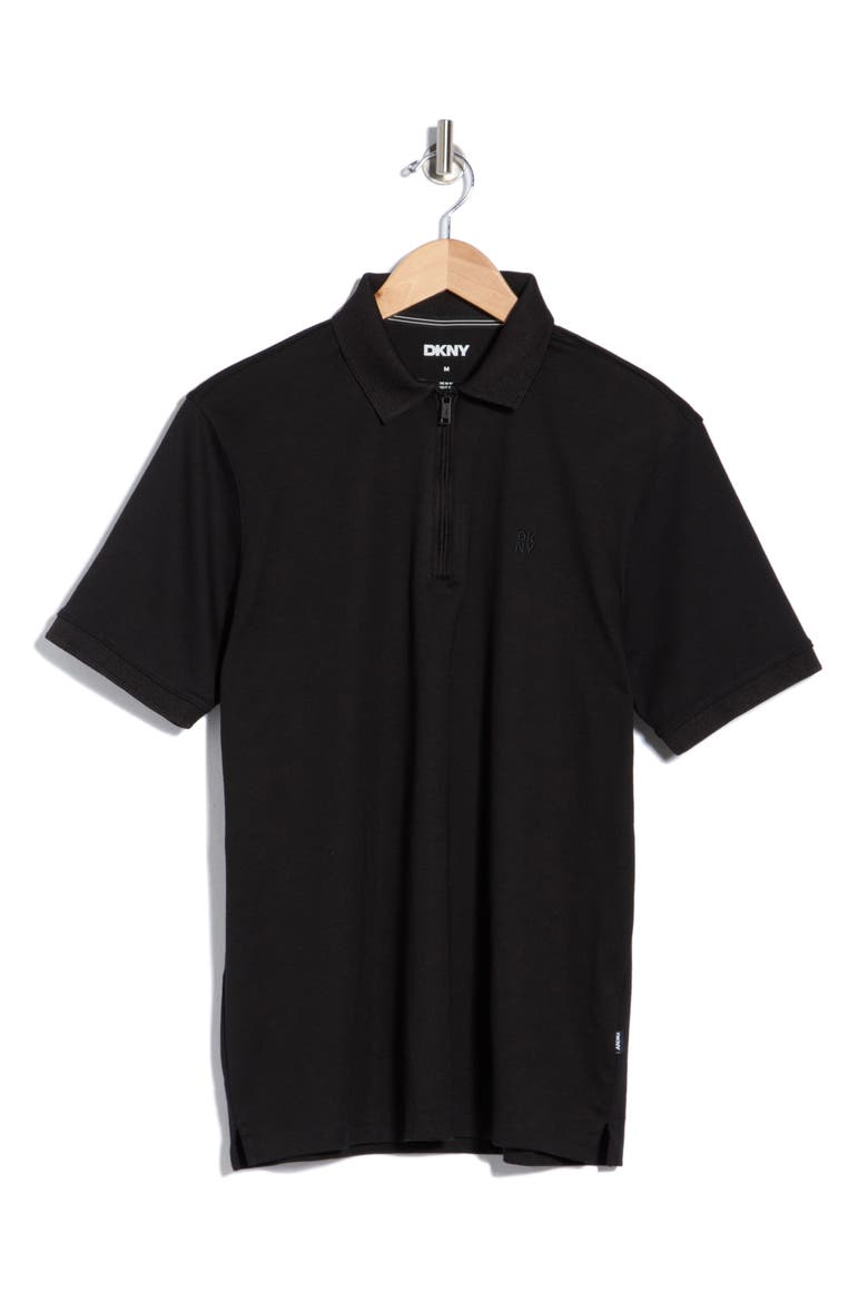 Everette Quarter Zip Knit Polo, Alternate, color, BLACK