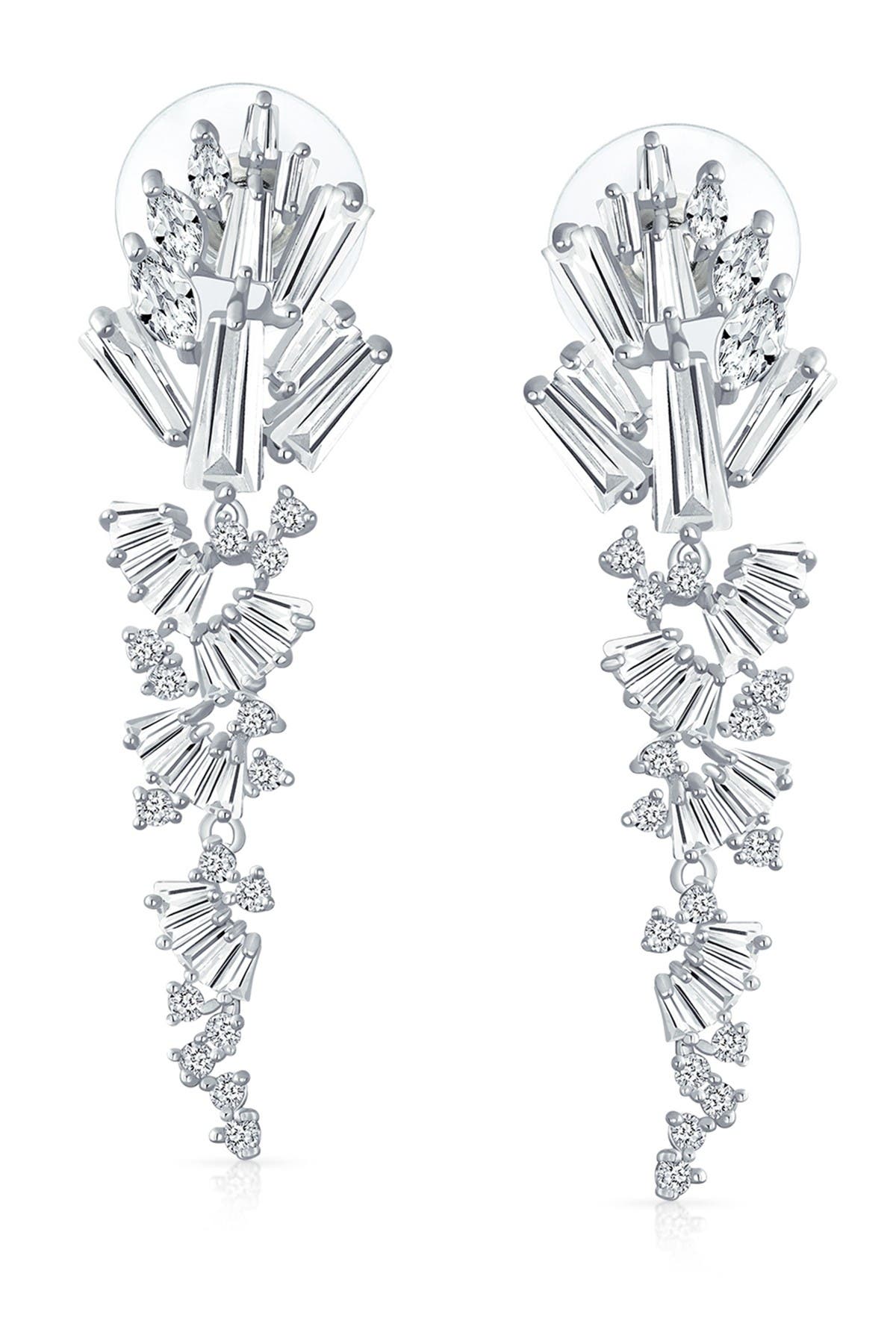 BLING JEWELRY CZ Baguette Waterfall Earrings